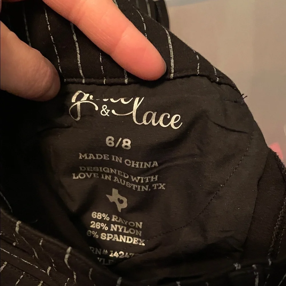 Grace & Lace Black Striped Women's Pants - Picture 2 of 4